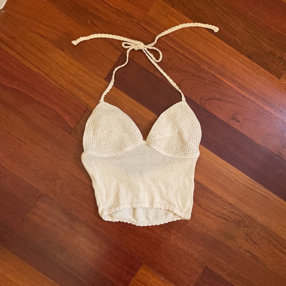 Zara Cream Crochet Crop Top - Picture 2 of 5
